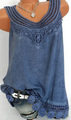 Lace Multicolor Sleeveless Women's Tank Top