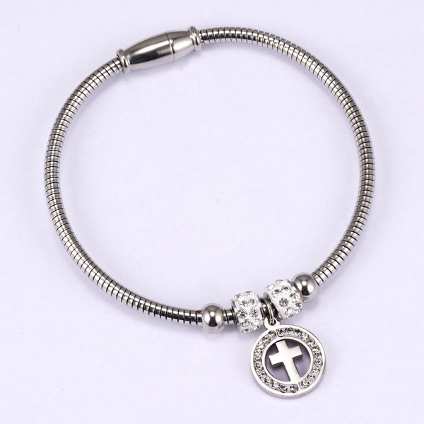 Women's Fashion Stainless Steel Cross Bracelet