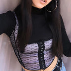 Sexy Women's Lace Point Bandage Crop Top