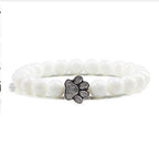 White Porcelain Cat Paw Bracelet with Turquoise Beads