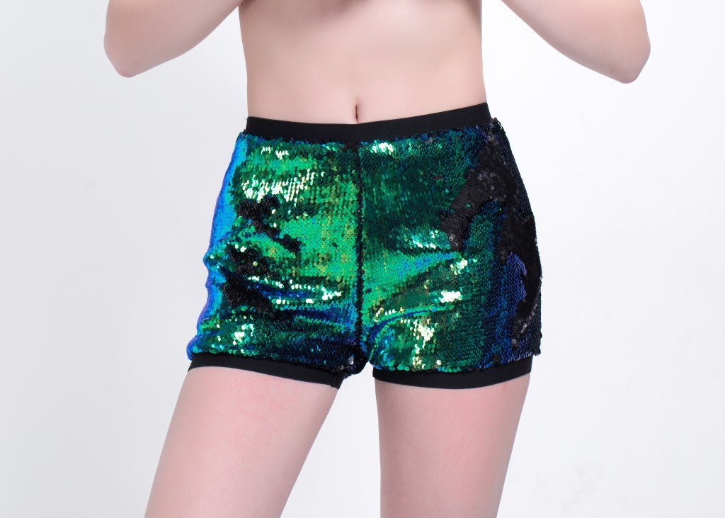 Shiny Sequin Shorts with Bow for Women