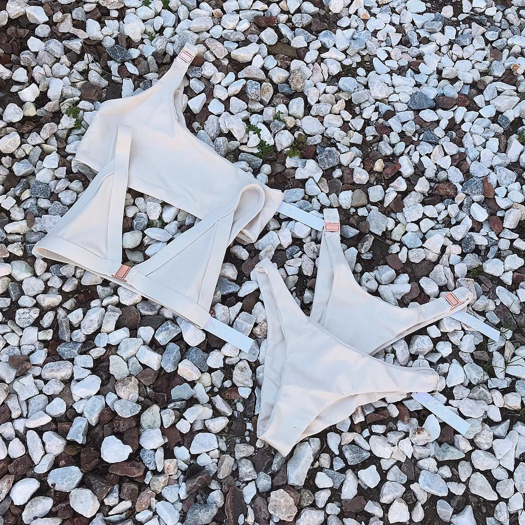 Light Blue One-Shoulder Bikini Set