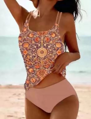 Paisley Print Halter One-Piece Swimsuit
