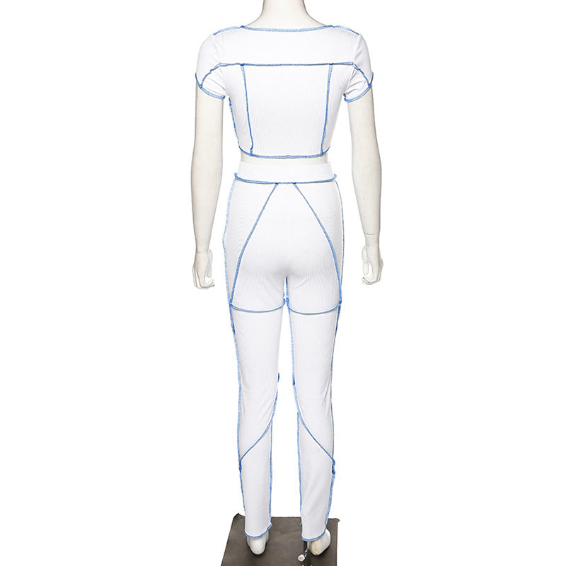 Summer Women's Fashion Crop Top and Pants Set