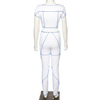 Summer Women's Fashion Crop Top and Pants Set