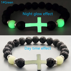 Luminous Volcanic Rock Cross Bracelet | Christian Jewelry