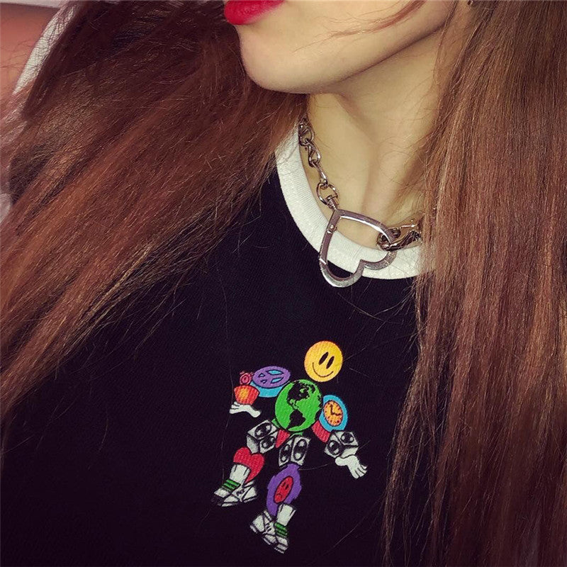 K-Pop Style Graphic Robot Print Women's Tank Top