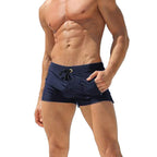 Men's Square-Leg Swim Trunks with Zip Pocket