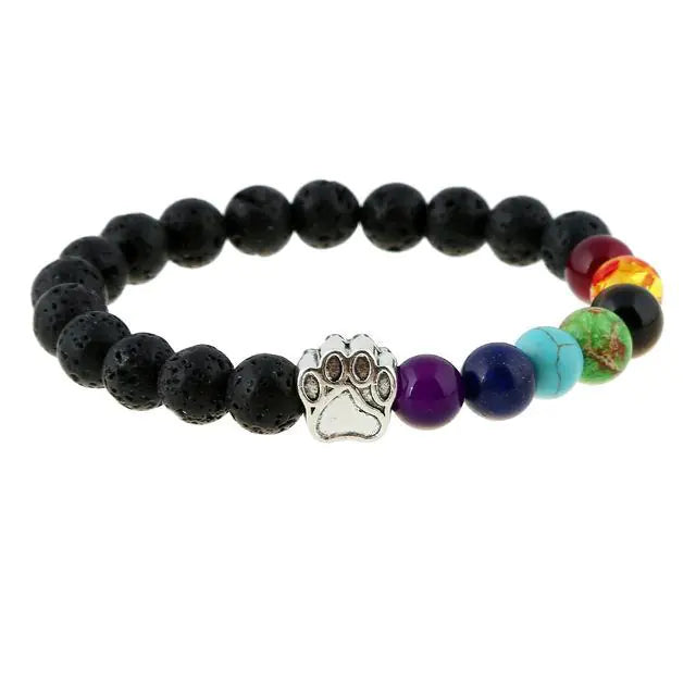 Dog Paw Bracelet with Stone Prayer Beads | Jewelry