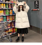 Women's Teddy Bear Parka with Faux Fur Patches