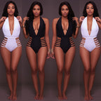 Plunge Halter Strappy-Side One-Piece Swimsuit