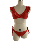 Orange Ruffle Tie-Front Bikini Set