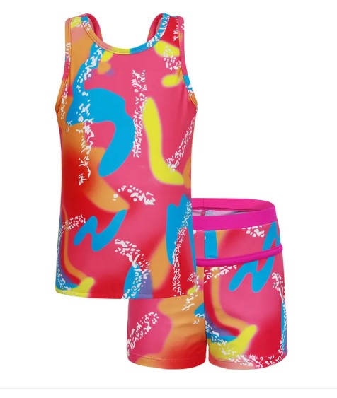 Kids' Abstract Print Swim Top and Shorts Set
