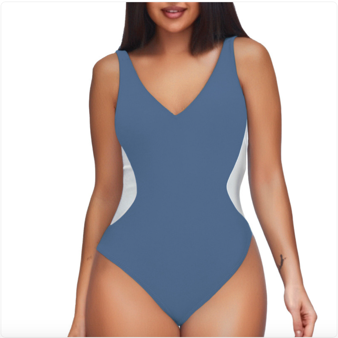 Deep V Colorblock One-Piece Swimsuit
