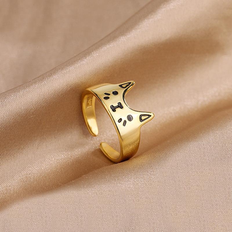 Cute Cartoon Cat Epoxy Ring for Women