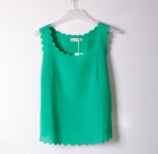 Scalloped Sleeveless Chiffon Camisole Top