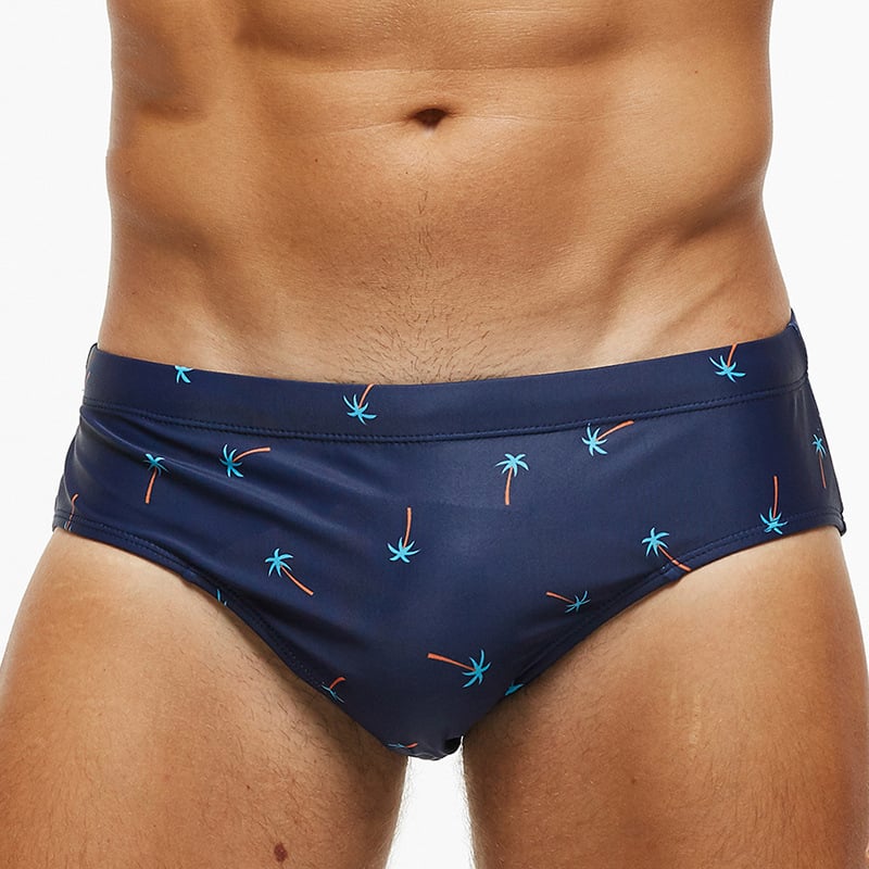 Men's Palm Tree Print Swim Briefs