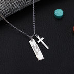 925 Silver Cross Necklace with Square Pendant | Christian Jewelry