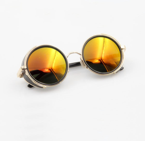 Round Steampunk Mirrored Sunglasses