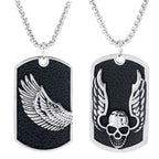 Alloy Feather Dog Tag Pendant with 70CM Chain