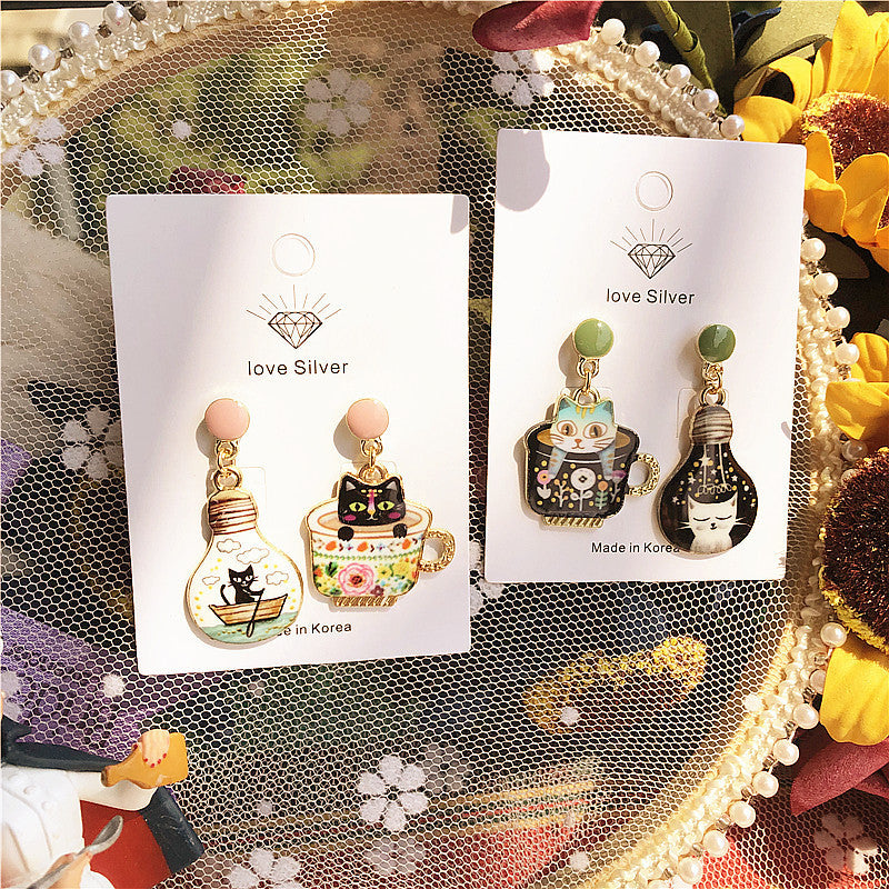 Silver Cat Lover Series Earrings