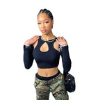 2023 Spring/Summer Women's Streetwear Long Sleeve Crop Top