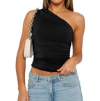 One-Shoulder Ruched Tank Top