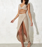 Knit Crop Top and Slit Skirt Set