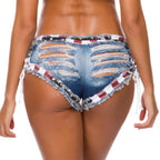 Low Waist Sexy Ripped Denim Shorts for Women