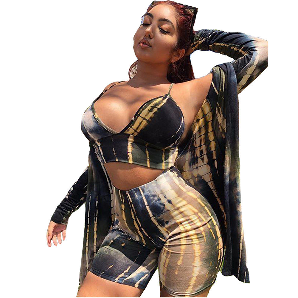 Tie-Dye Cami Top and Shorts Three-Piece Set