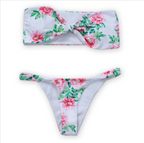 Black Rose Floral Bandeau Bikini Set