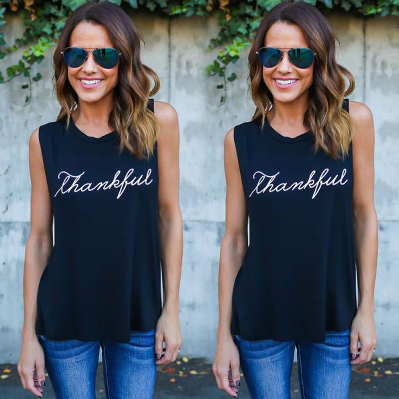 2019 Spring Women's Loose Fit Round Neck Tank Top