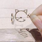 Japanese Style Luxury Silver Cat Earrings