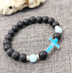 Luminous Volcanic Rock Cross Bracelet | Christian Jewelry