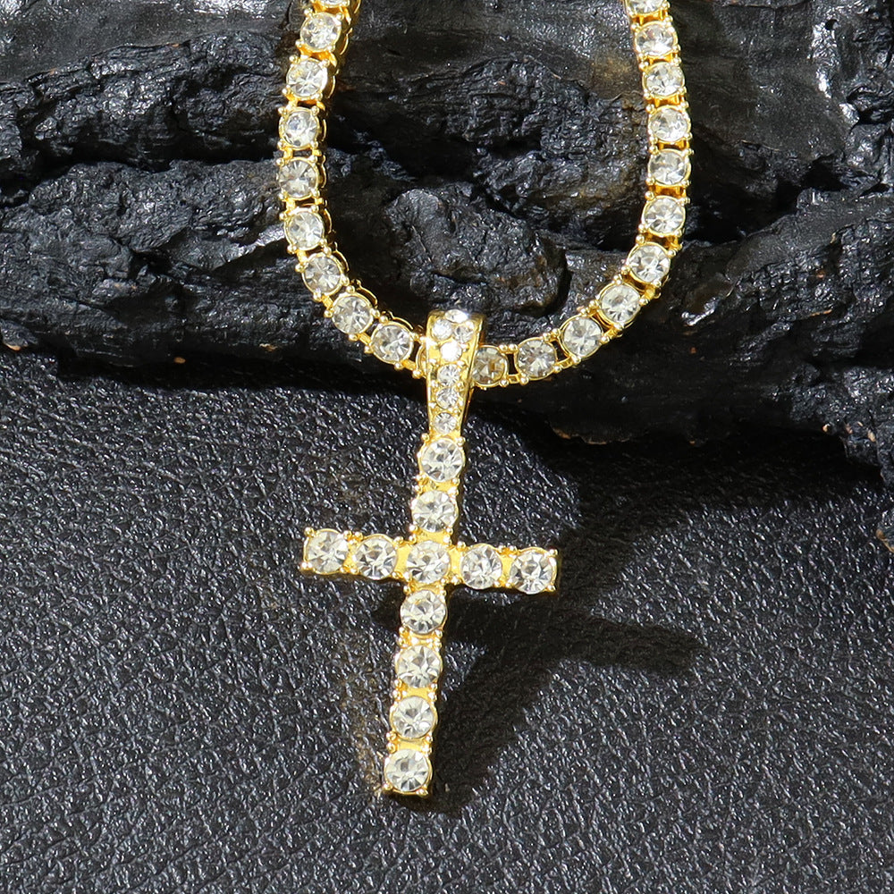 Hip Hop Diamond Cross Pendant with Cuban Link Necklace | Christian Jewelry
