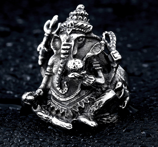 Religious Jewelry, Elephant God Ring, Men's Titanium Band | Jewelry