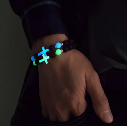 Luminous Volcanic Rock Cross Bracelet | Christian Jewelry
