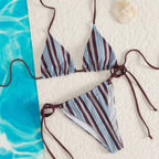 Women's Blue Striped Tie-Dye Bikini Set