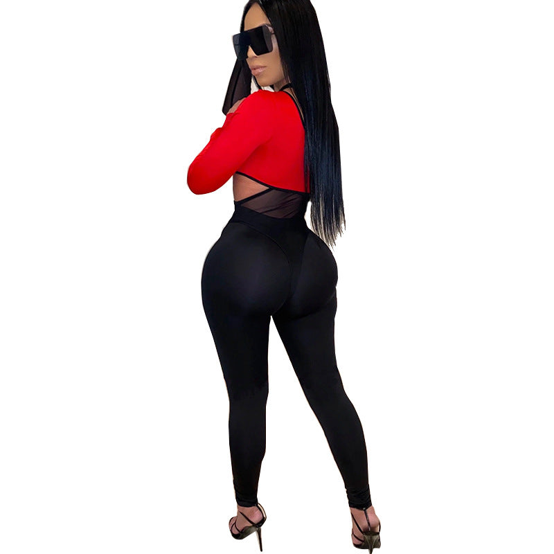 Women's Mesh Crop Top and Leggings Set