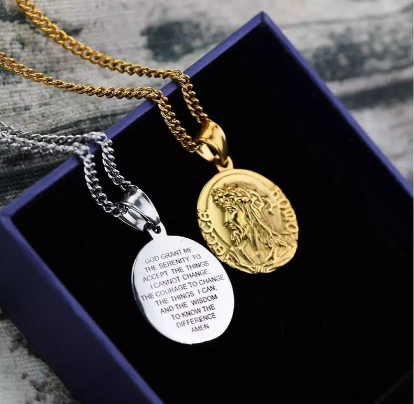 Titanium Steel Jesus Pendant Necklace