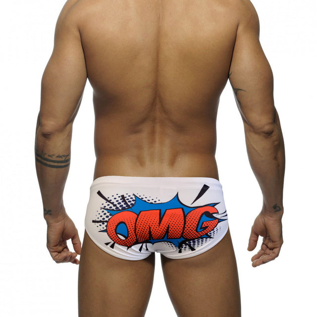 Men's Red Pop Art OMG Swim Briefs