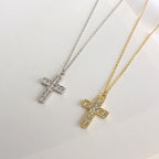 S925 Silver Cross Pendant Necklace with Diamonds | Christian Jewelry