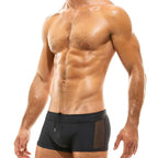 Men's White Mesh-Panel Low-Rise Swim Trunks