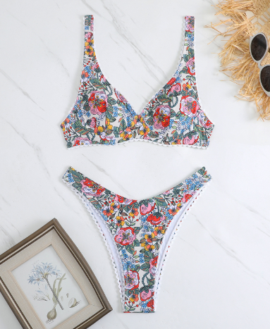 Women's Ditsy Floral High-Cut Bikini Set