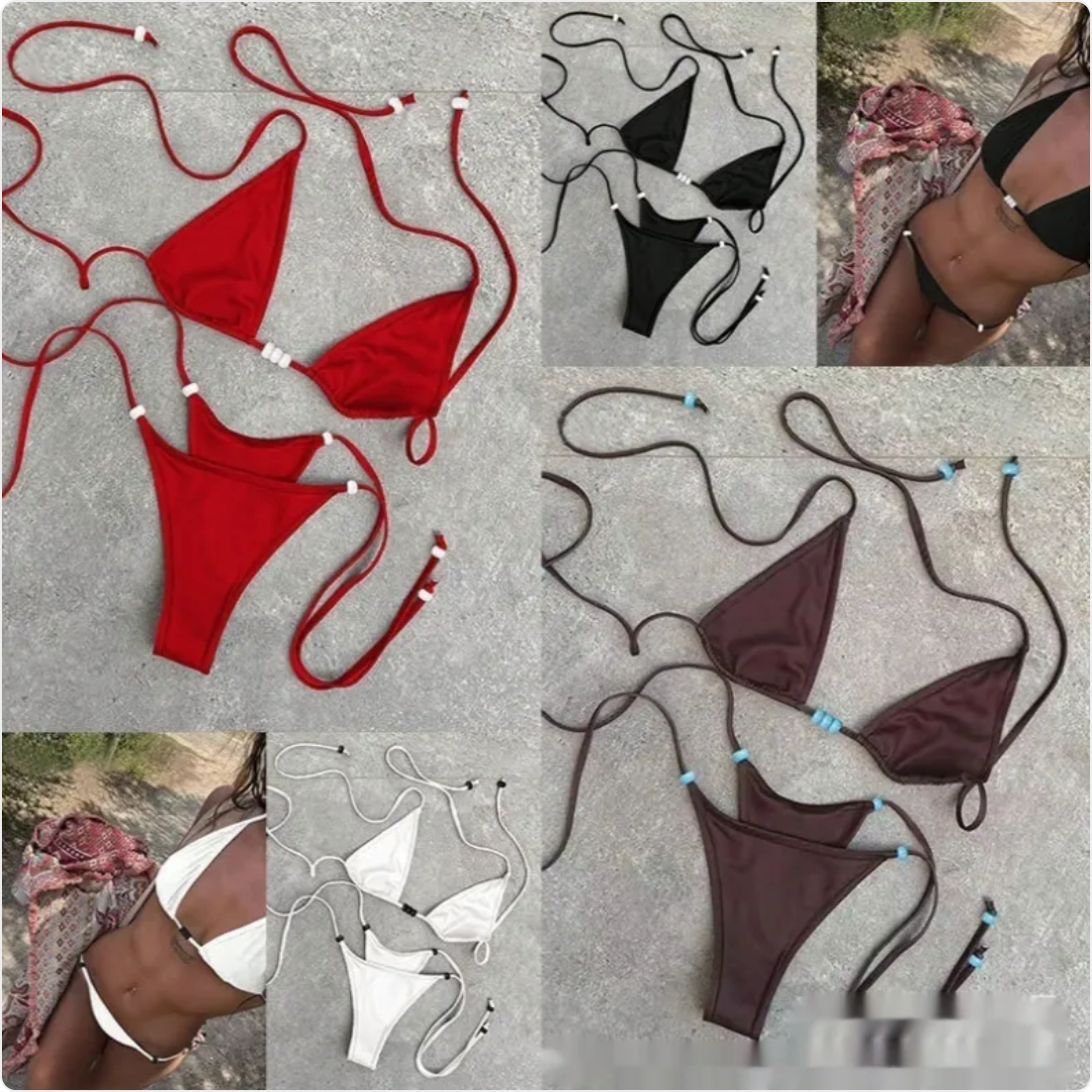 Black Micro String Bikini Set