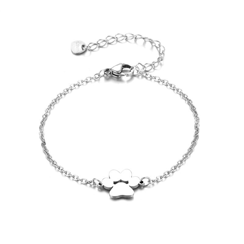 Stainless Steel Pet Paw Charm Bracelet for Women | Jewelry