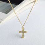S925 Silver Cross Pendant Necklace with Diamonds | Christian Jewelry