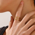 Double Layer Stainless Steel Cross Ring - Fashionable Style