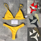 Women's Ribbed Triangle Thong Bikini Set