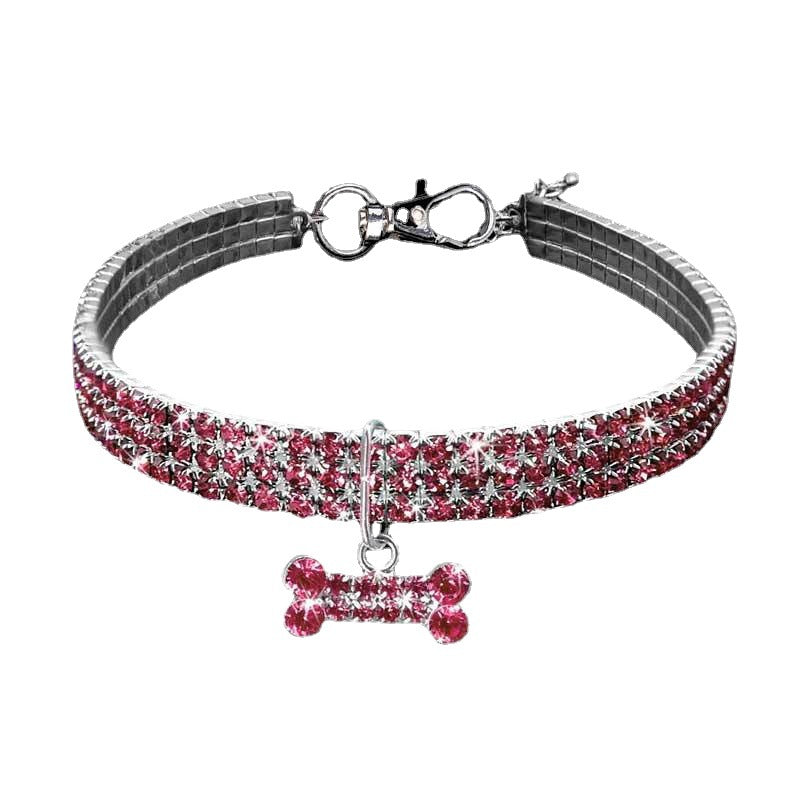 3-Row Rhinestone Pet Necklace for Small Dogs and Cats